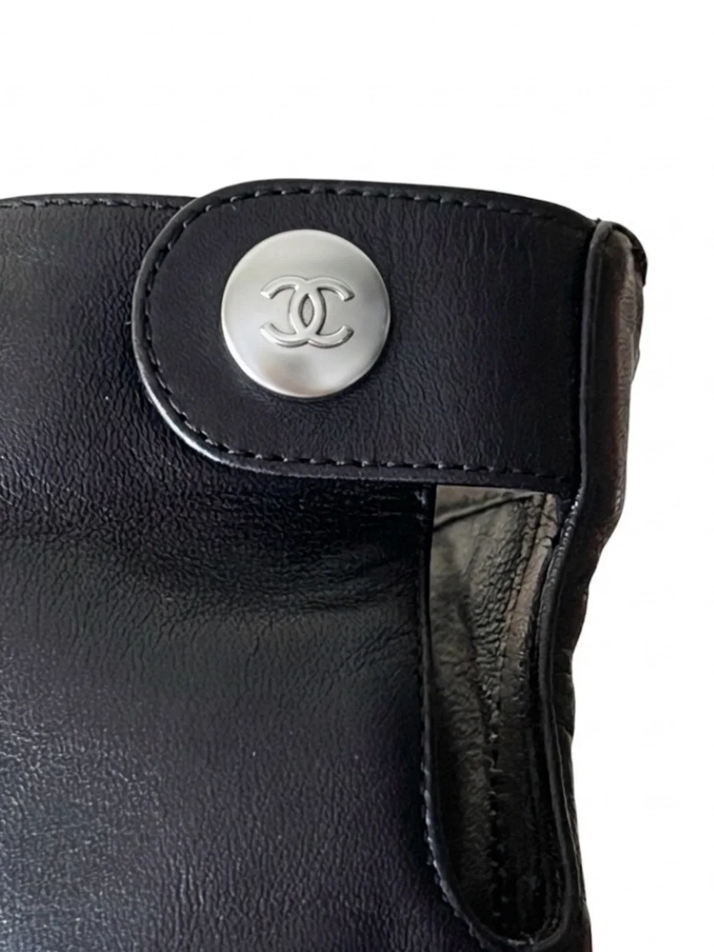 Chanel Black Leather Chain CC Charm Cap Toe Knee High Heeled Boots Size 41